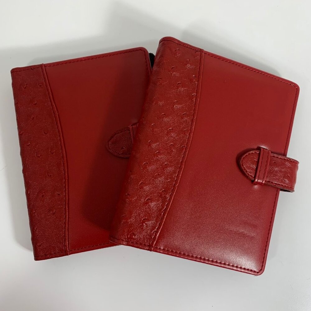 Set of Two Red Moc Croc Portable Photo Books Holds 36 Photos